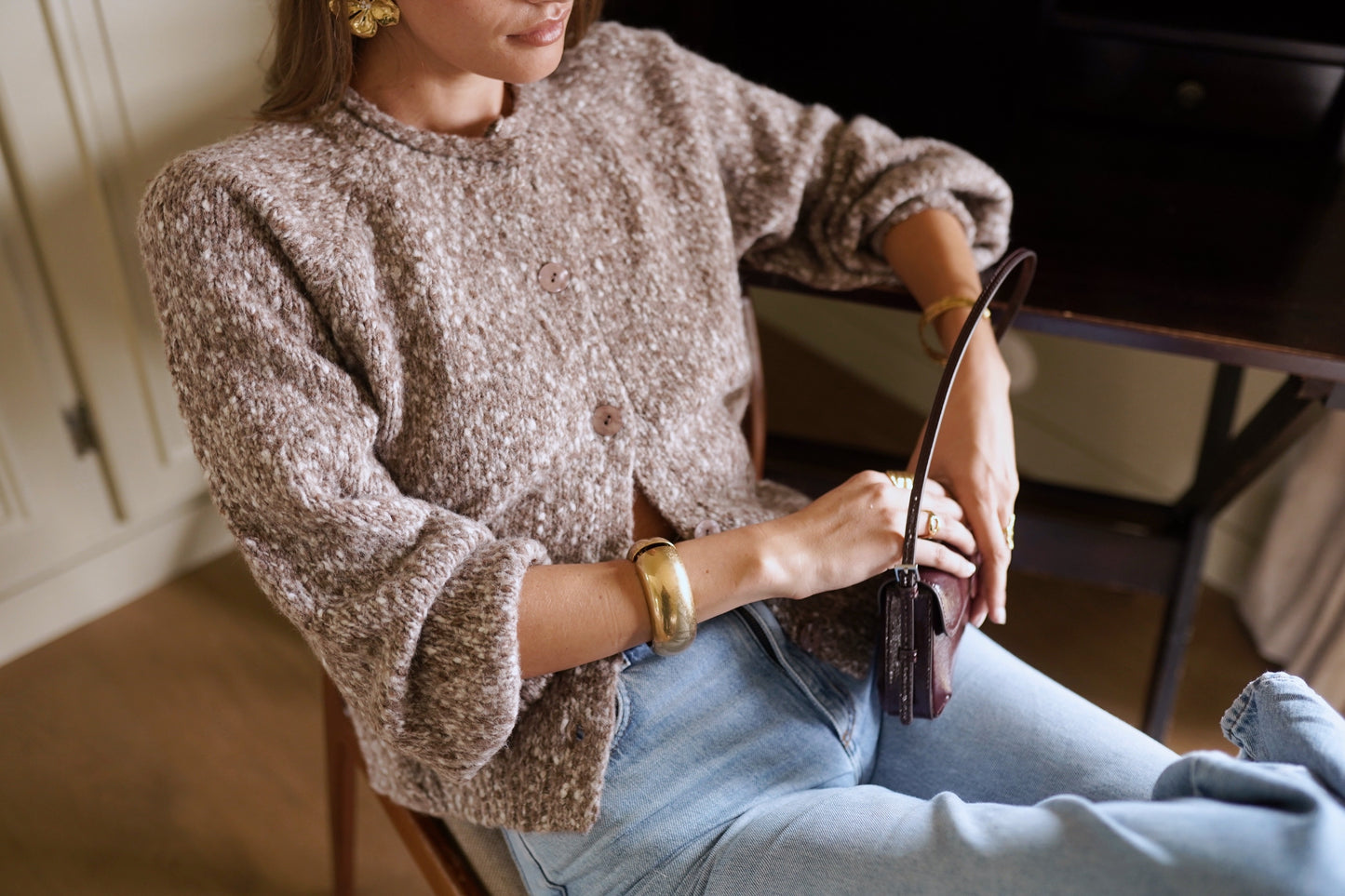 Ana coffee speckled cardigan