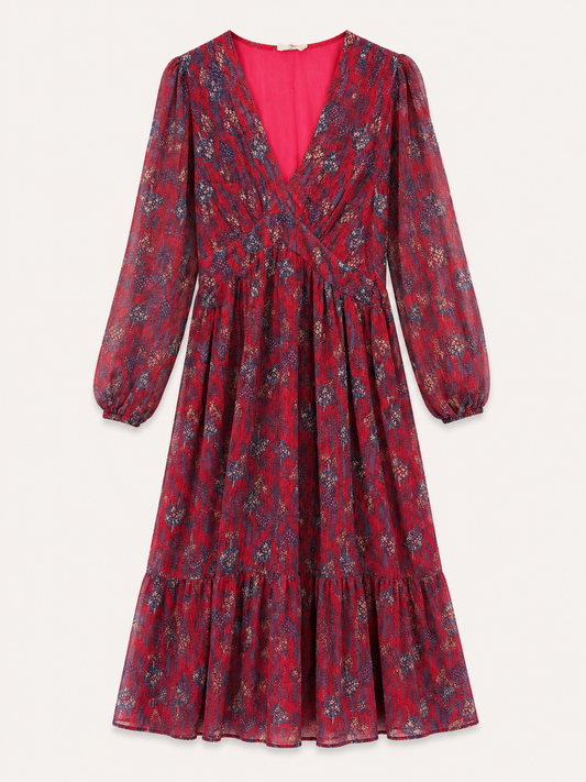 Georgie red and blue long boho dress