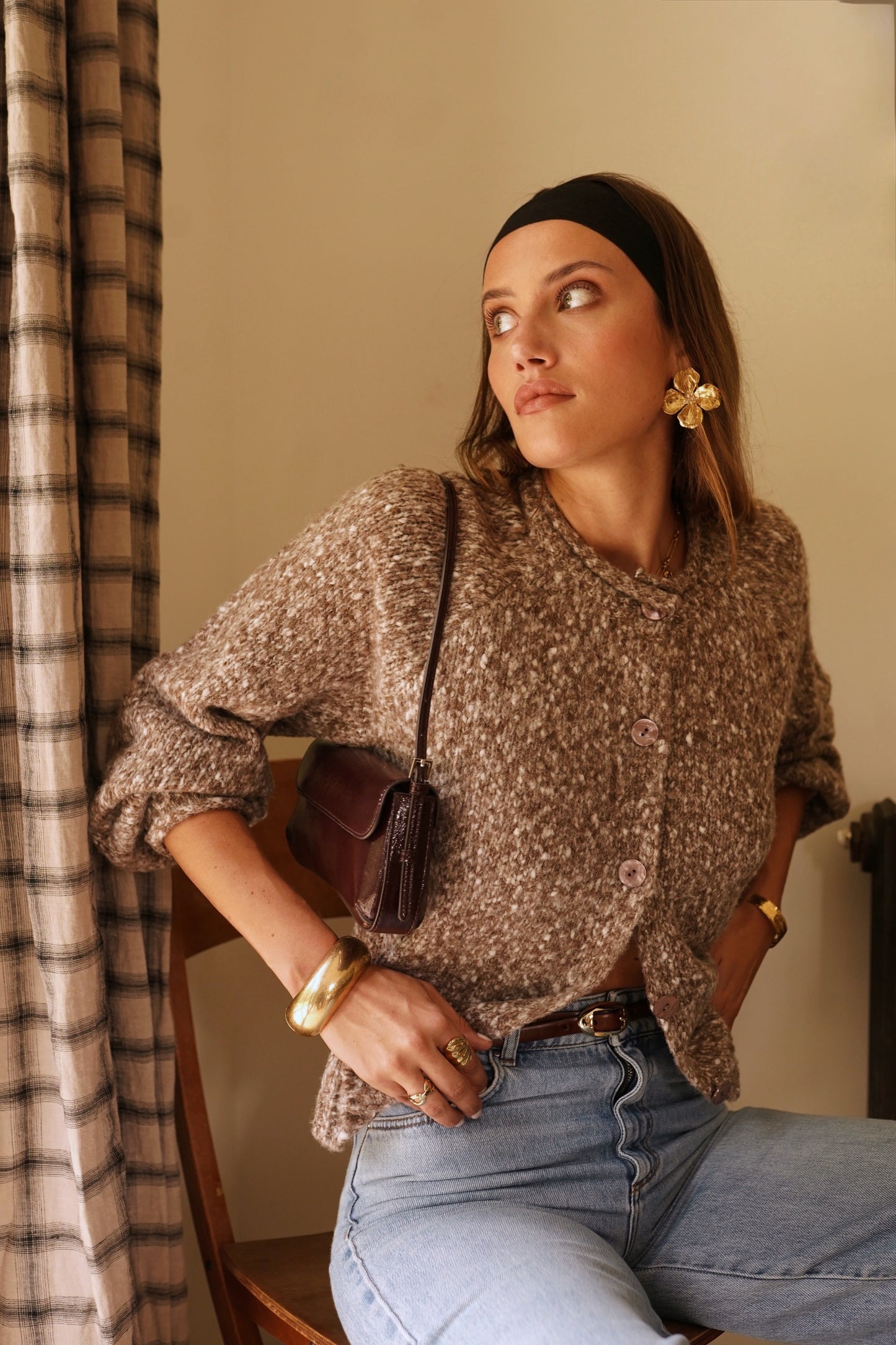 Ana coffee speckled cardigan