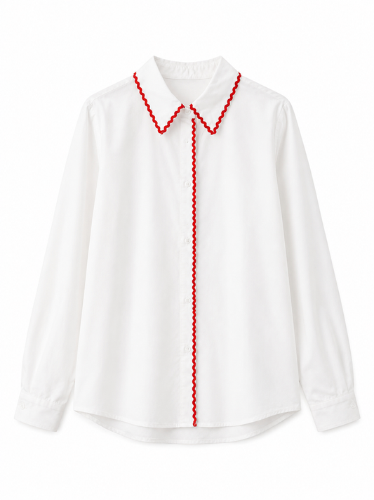 Francis white shirt with red trim