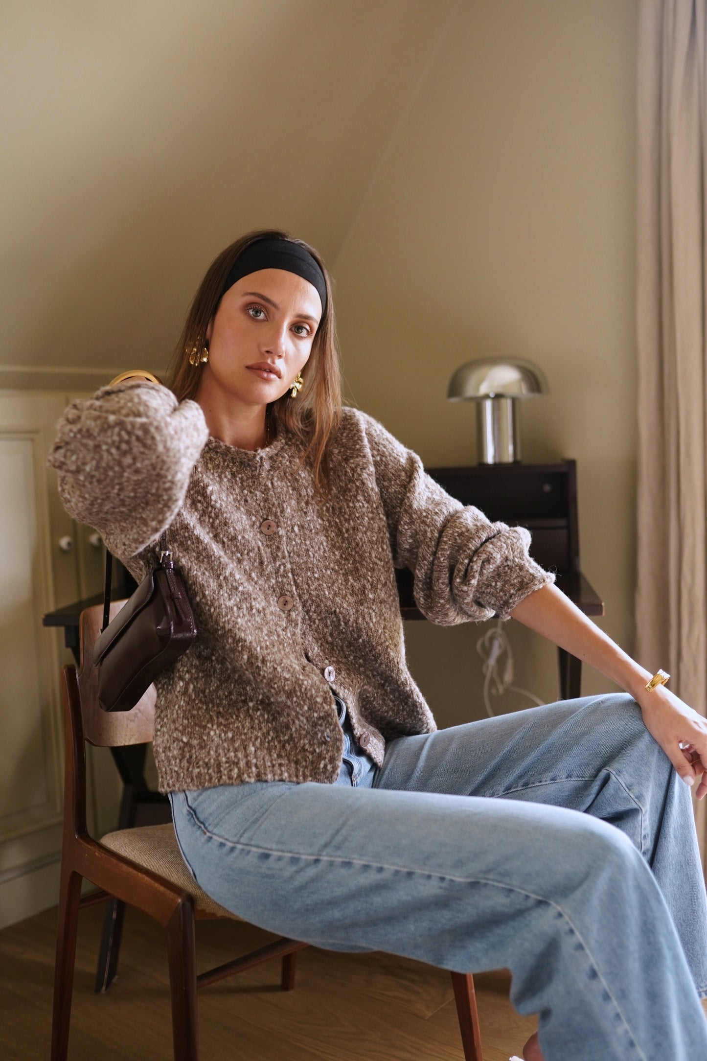 Ana coffee speckled cardigan