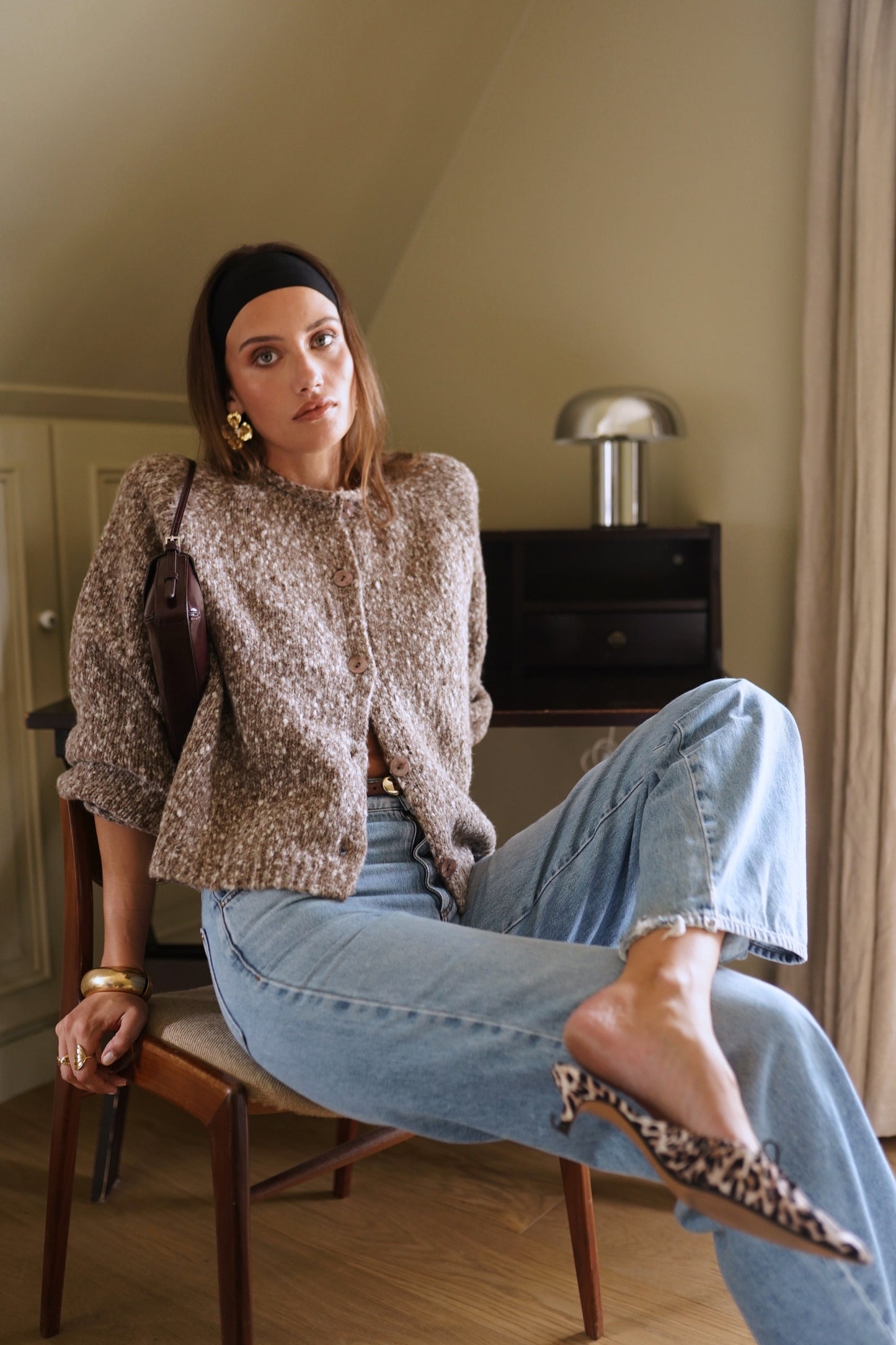 Ana coffee speckled cardigan