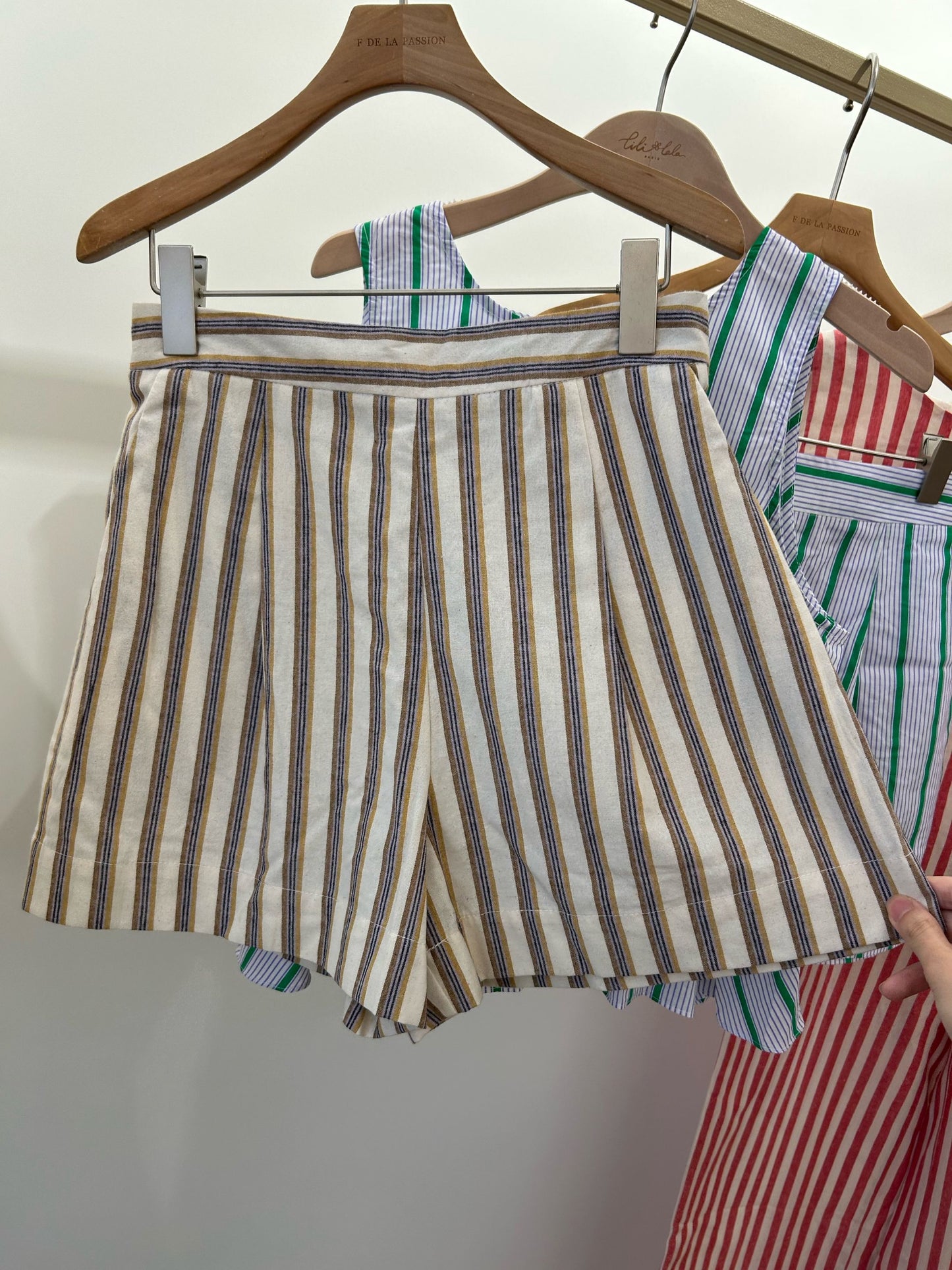 Pippa brown stripe co-ord top and shorts