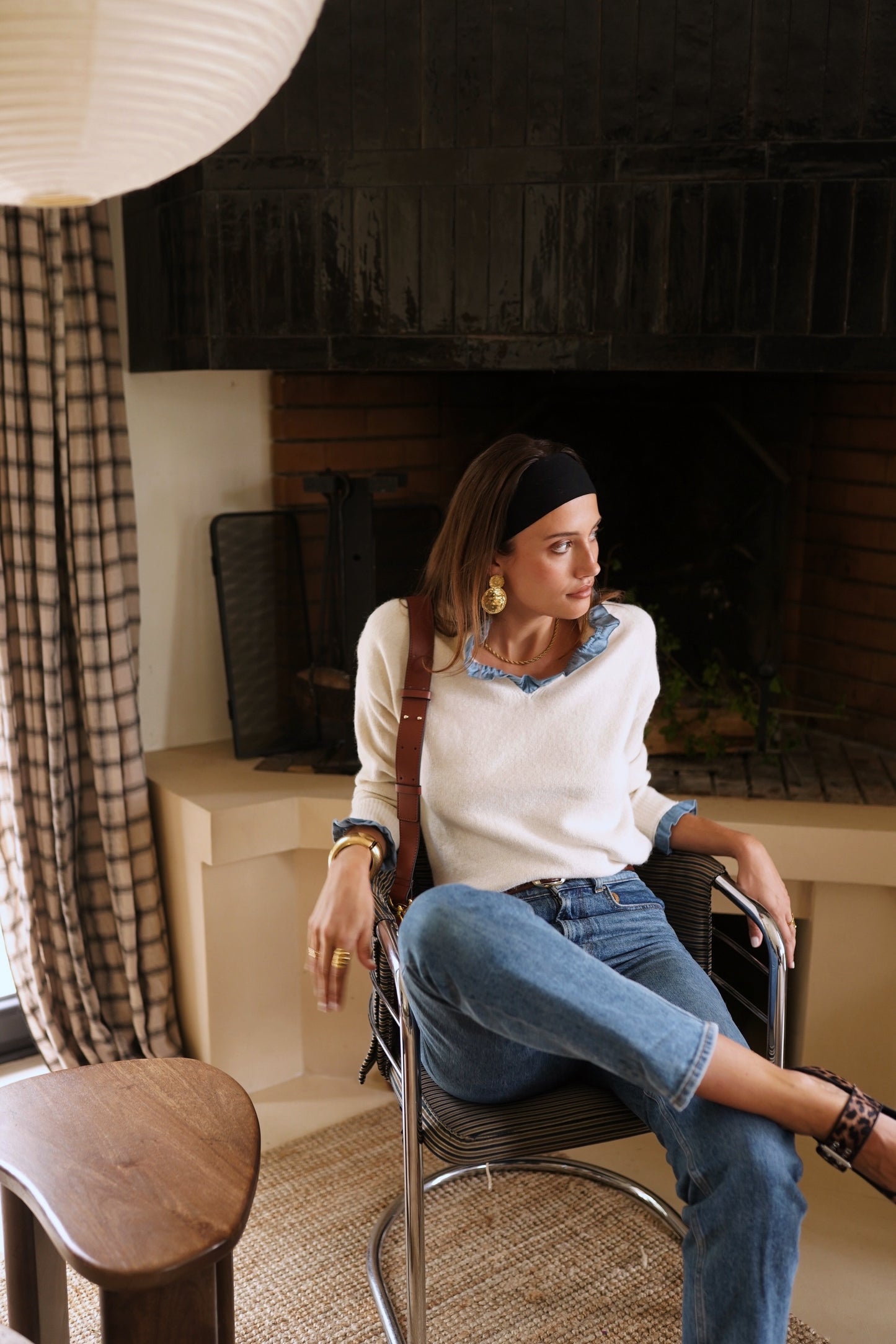 Ella beige jumper with built in shirt