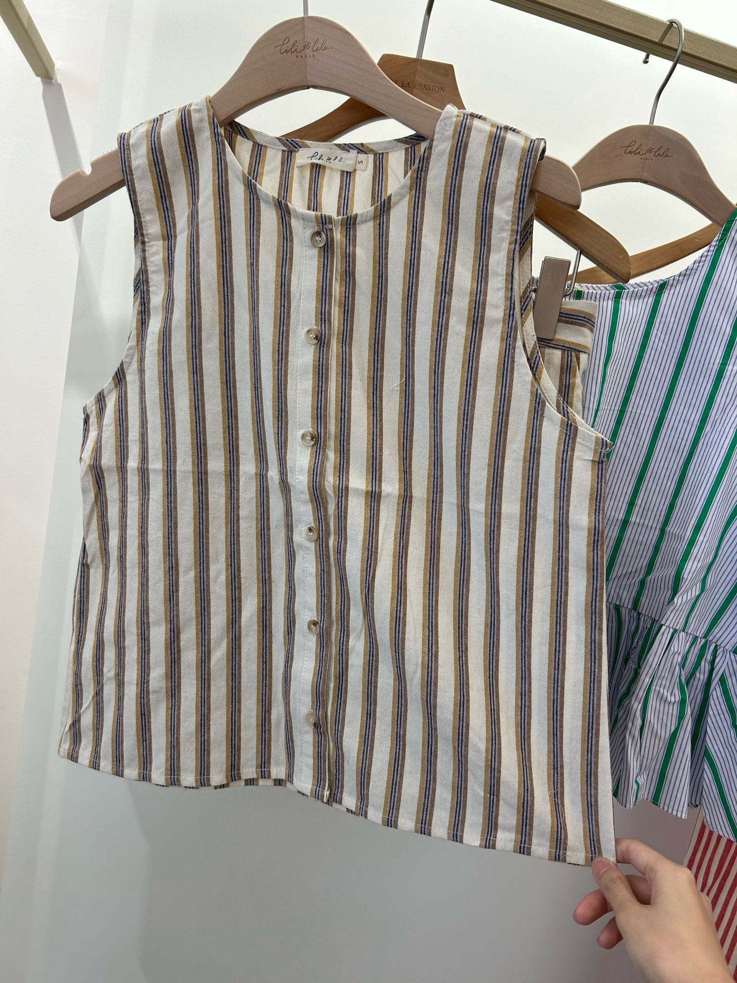 Pippa brown stripe co-ord top and shorts