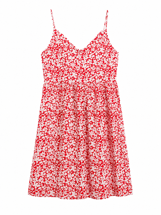 Sue red floral ditsy dress