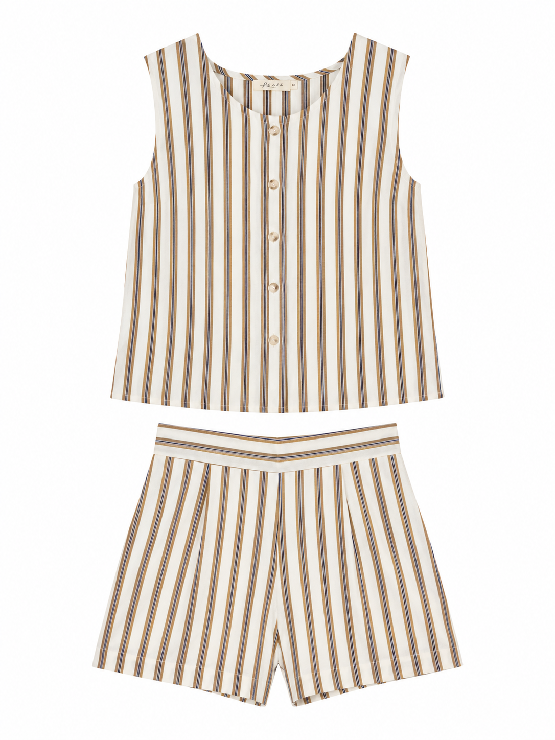 Pippa brown stripe co-ord top and shorts