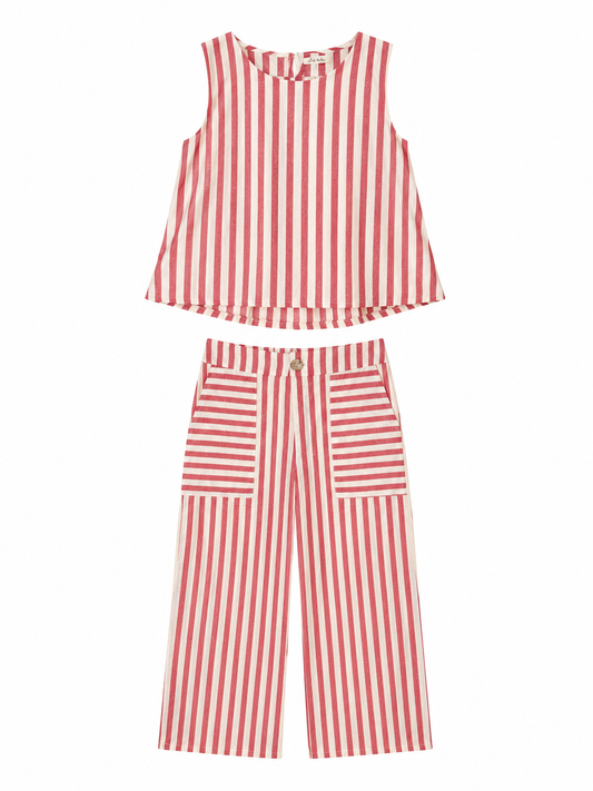 Christina red stripe co-ord top and pants