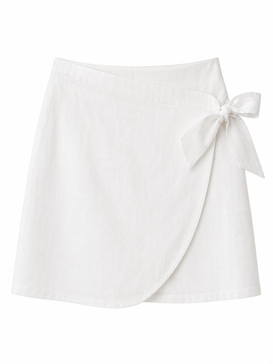 Katy white wrap short skirt