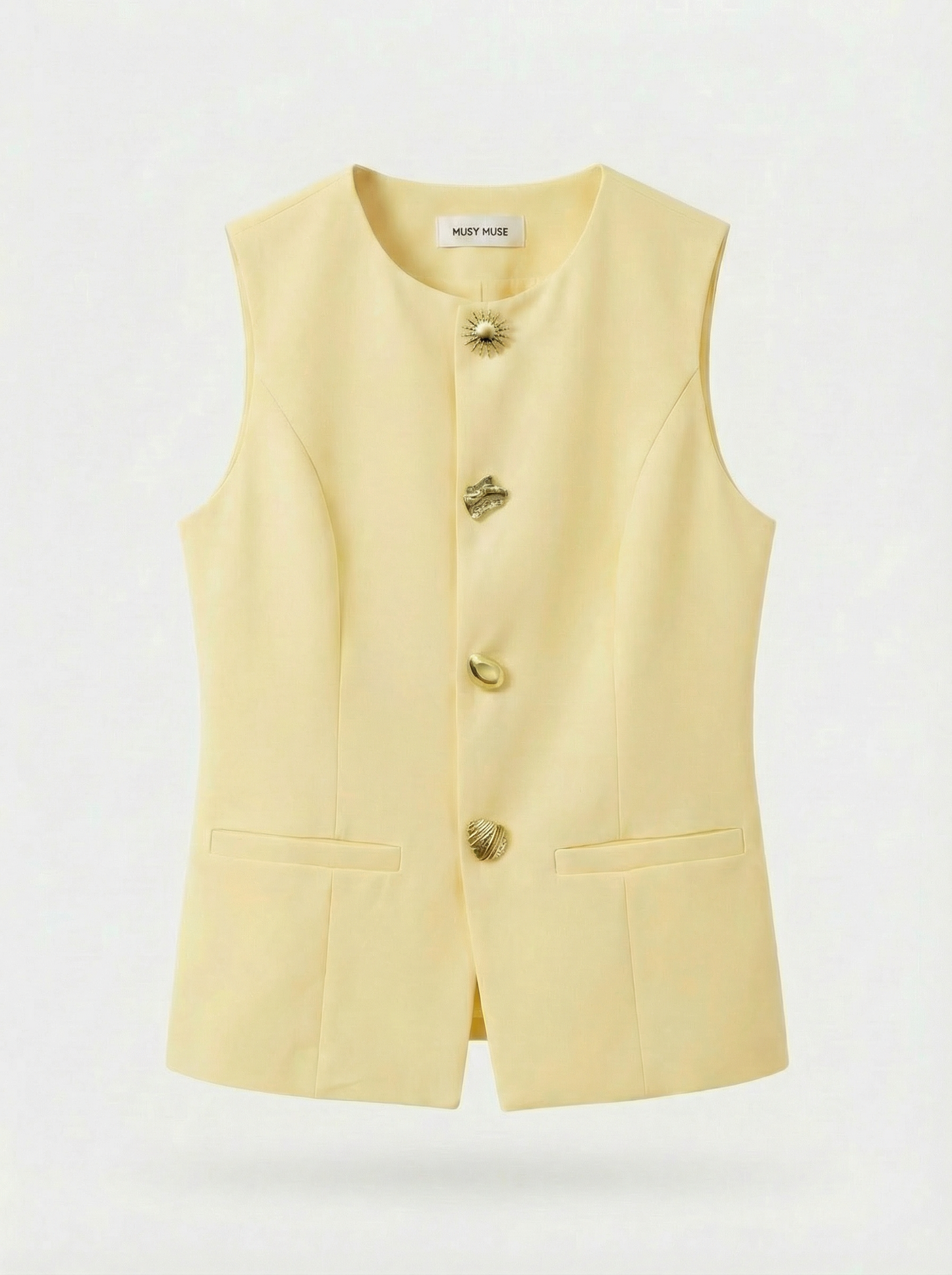 Fran lemon yellow waistcoat gold buttons