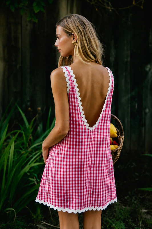 Lolly gingham scalloped beach dress