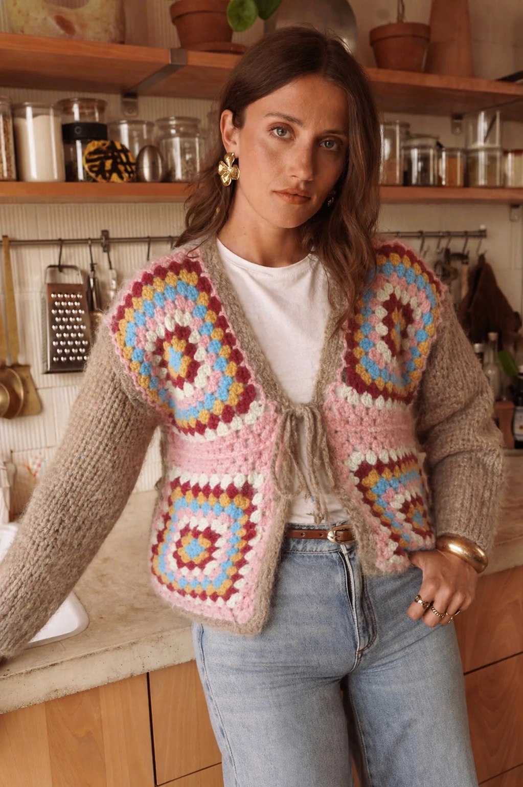 Monica crochet brown cardigan