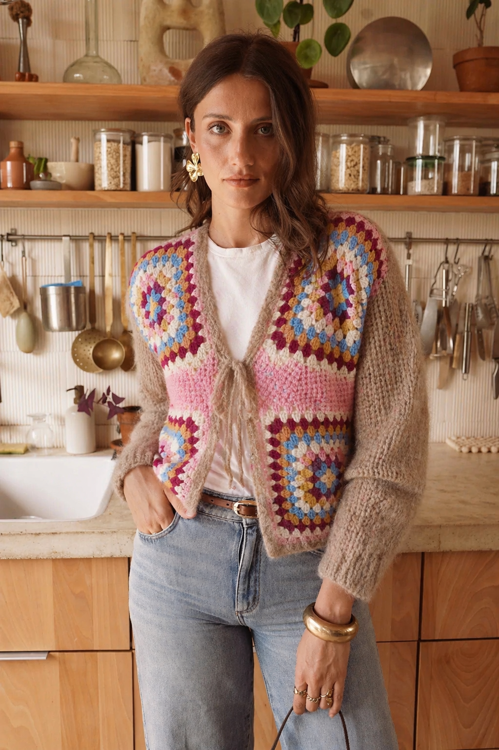 Monica crochet brown cardigan