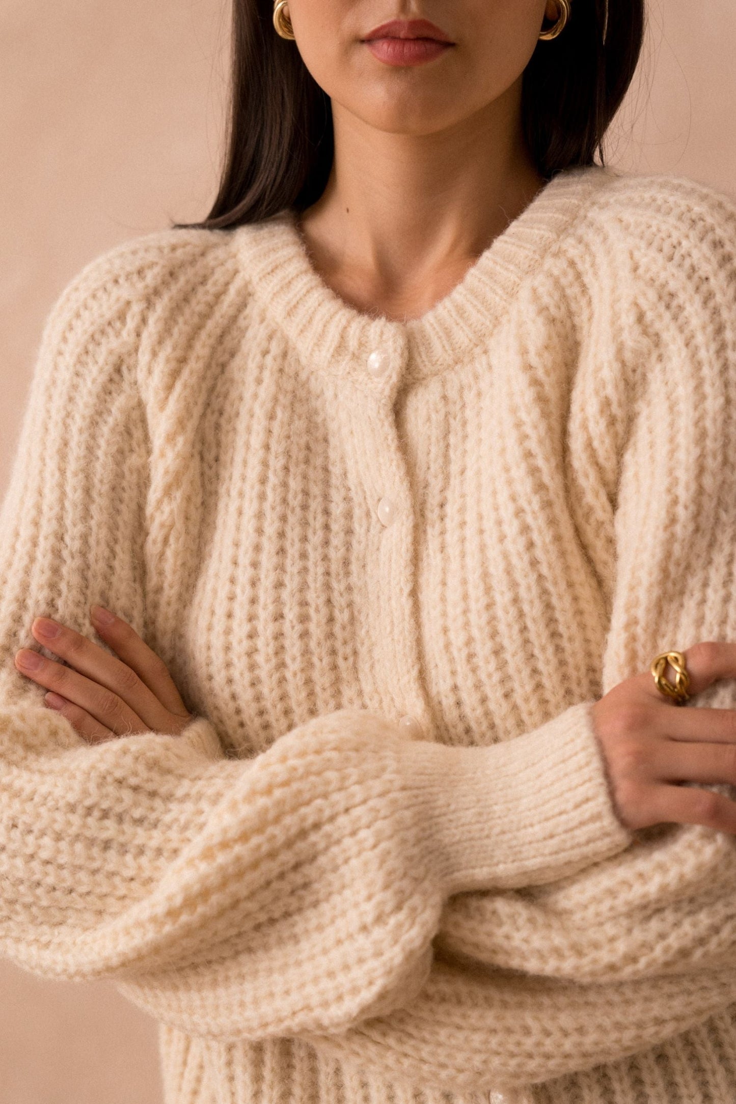 Lilli ecru chunky cardigan