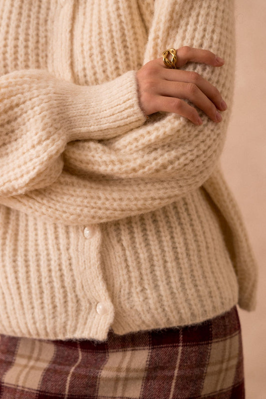 Lilli ecru chunky cardigan