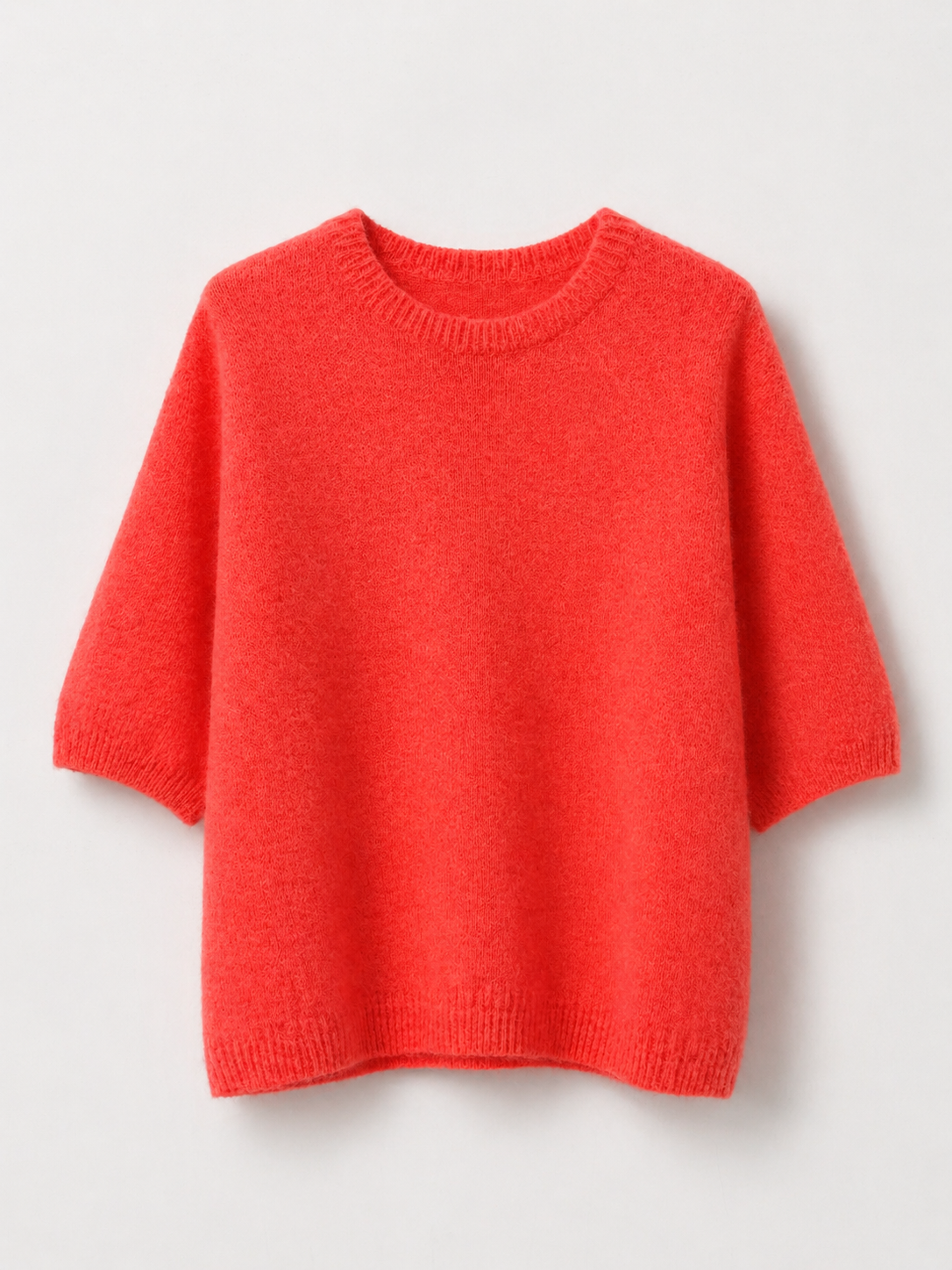 Lottie neon coral short sleeve alpaca jumper