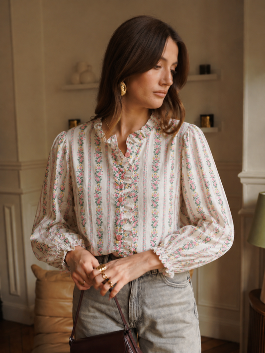 Mia floral pink blouse