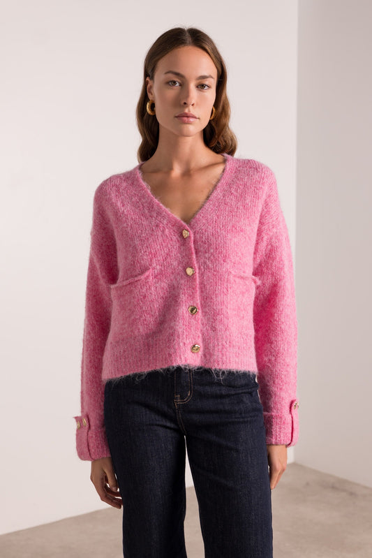 Isla pink gold button cardigan