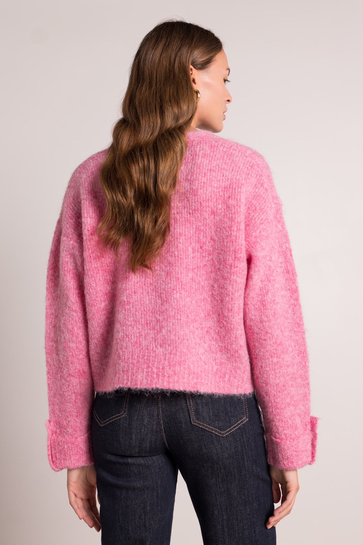 Isla pink gold button cardigan