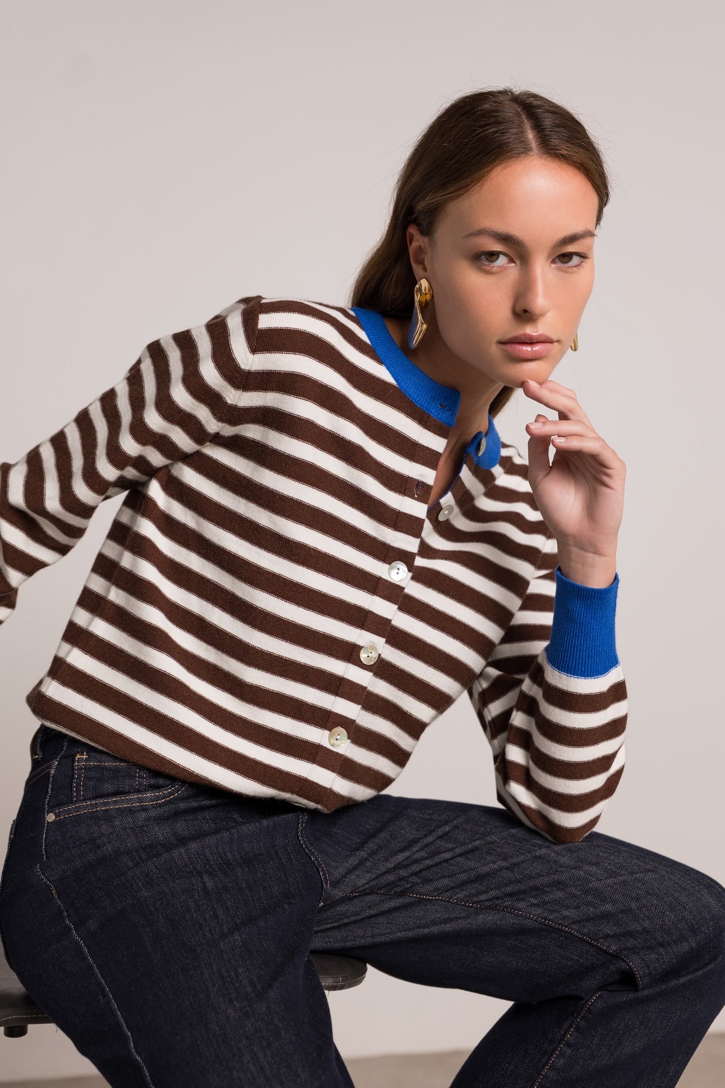 Andie striped contrast cardigan