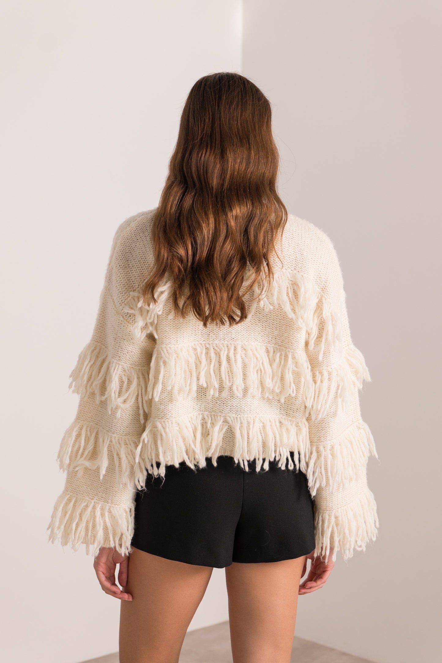 Mia fringe cropped ivory jumper