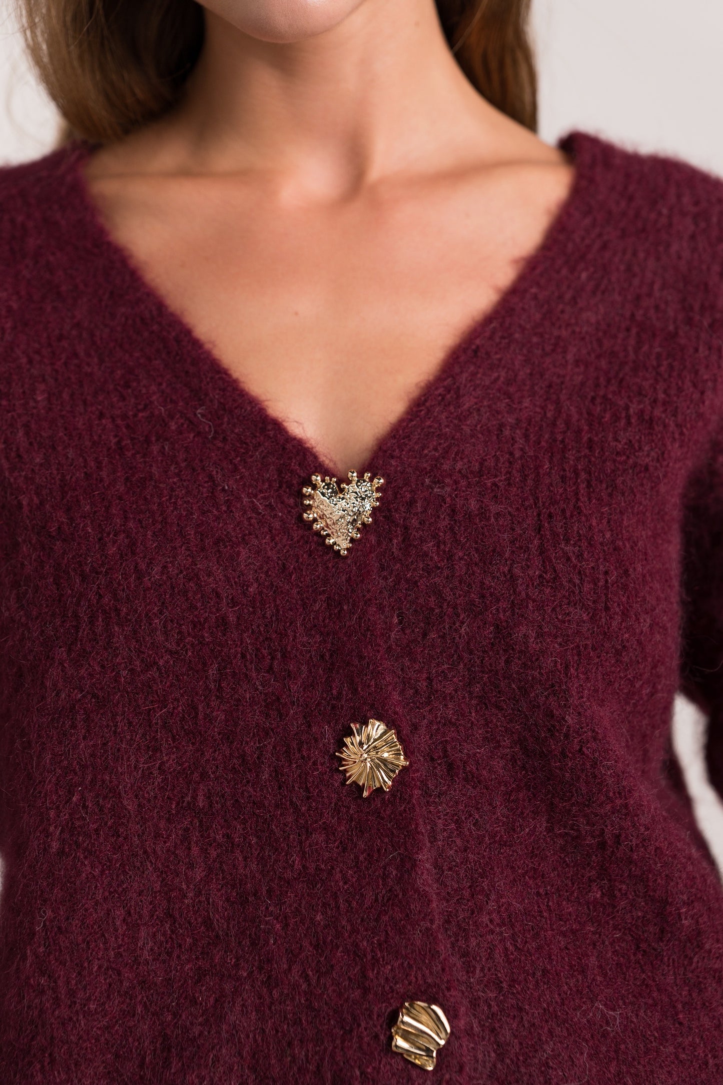 Luna burgundy button detailed cardigan