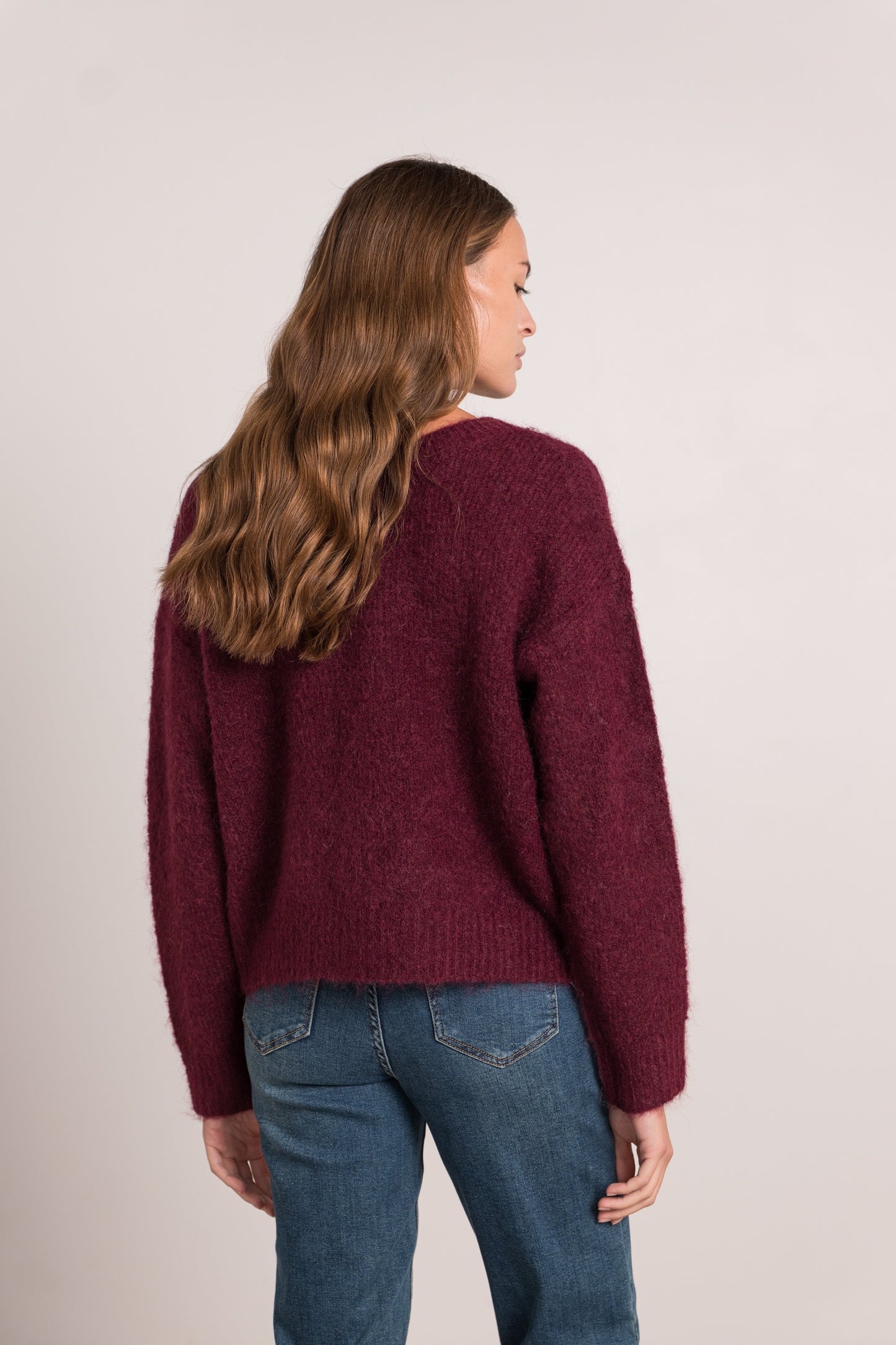 Luna burgundy button detailed cardigan
