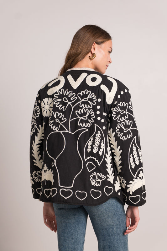 Willow black quilted love jacket