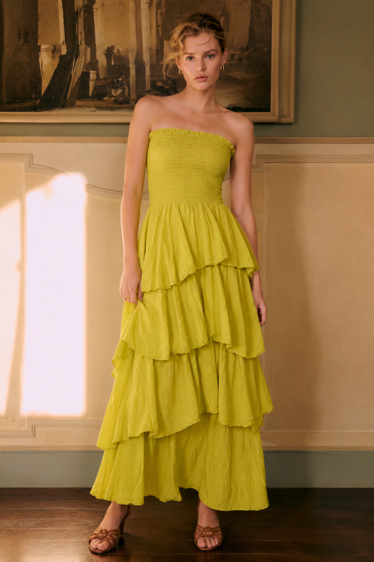 Holly strapless tiered lime dress