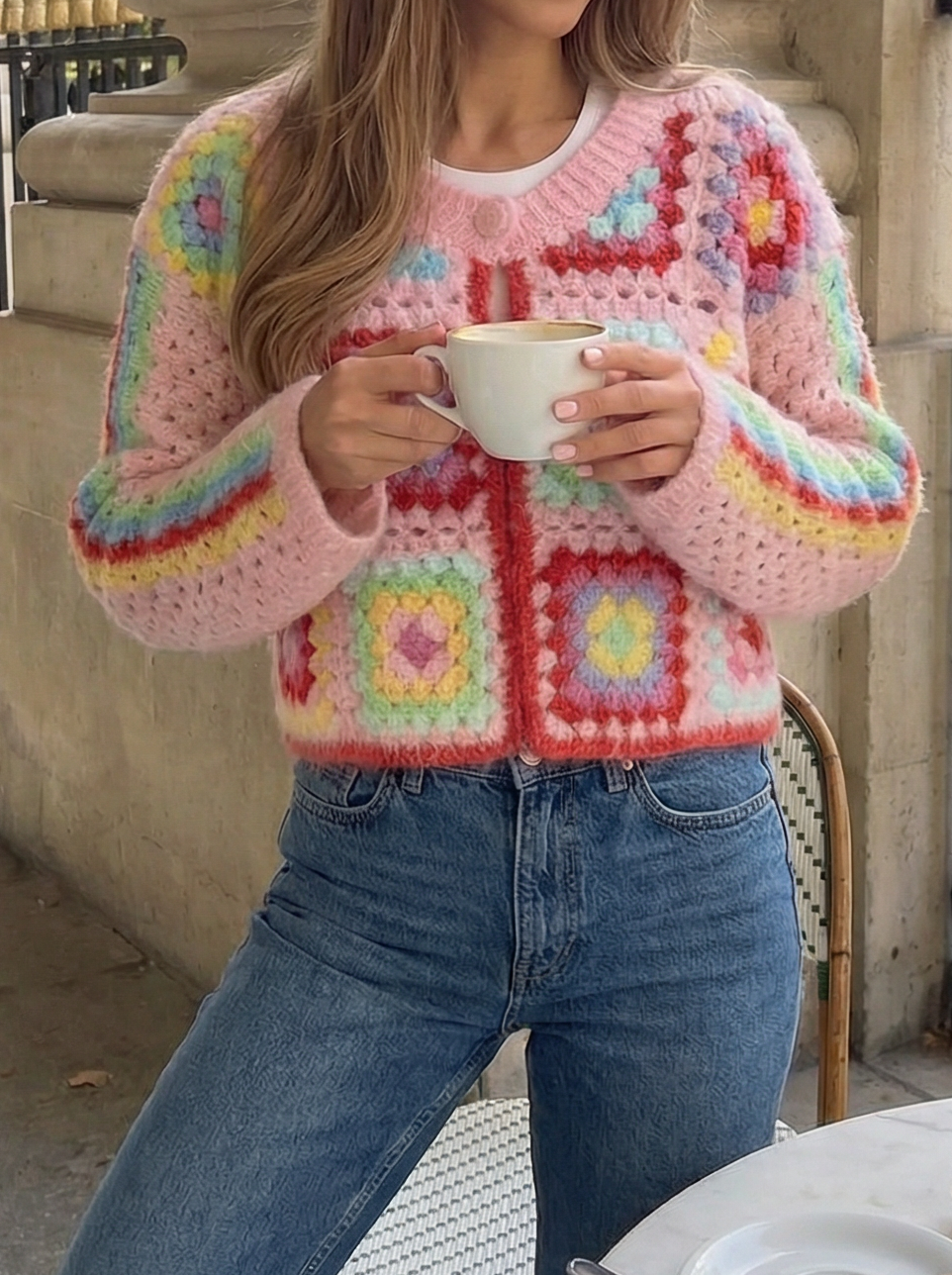 Izzy bubblegum pink crochet cardigan