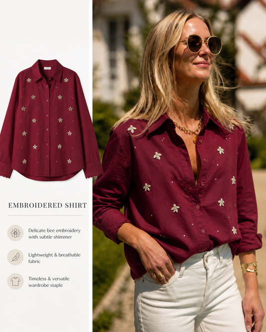Eleanor burgundy embellished shirt