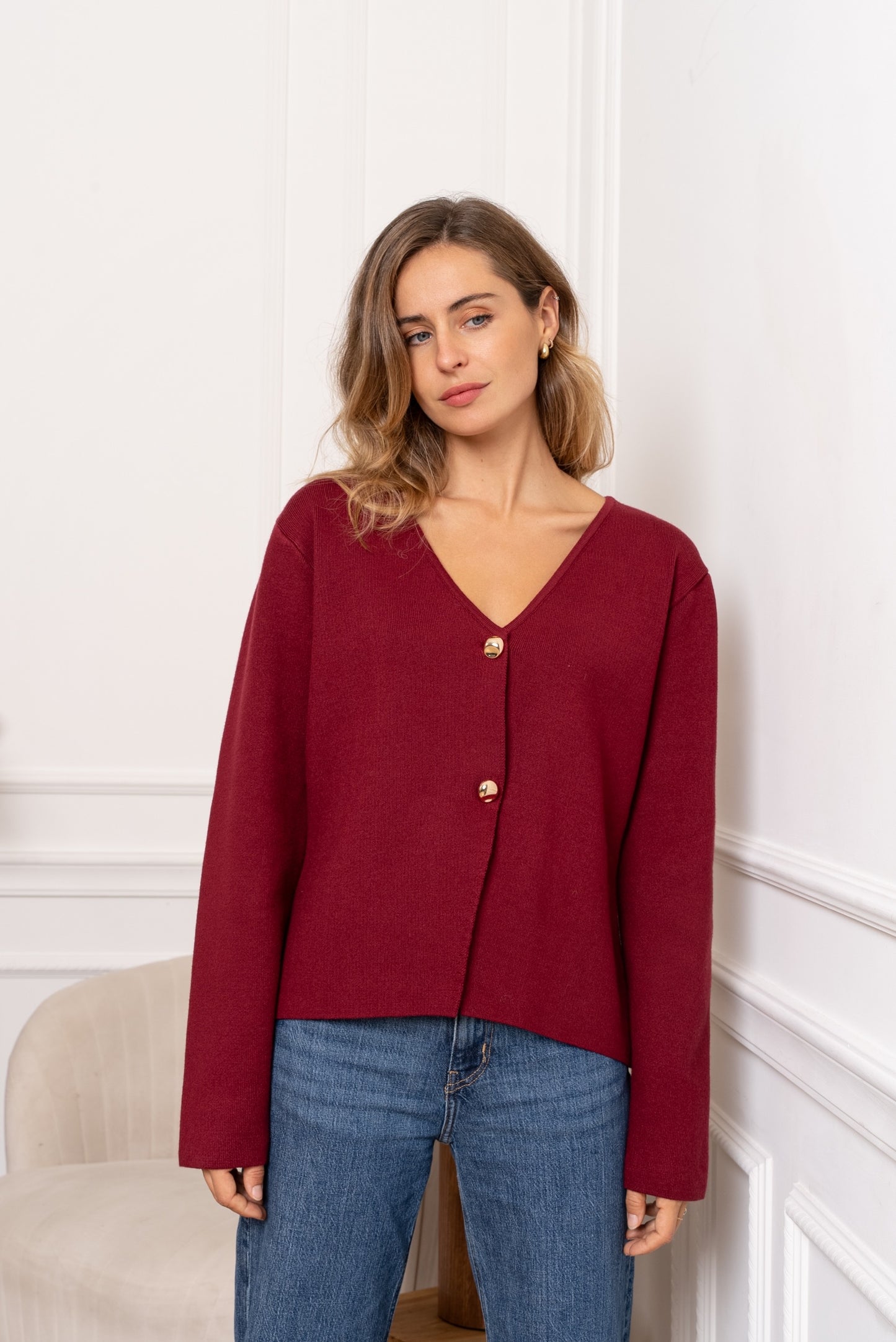 Maeve burgundy cardigan