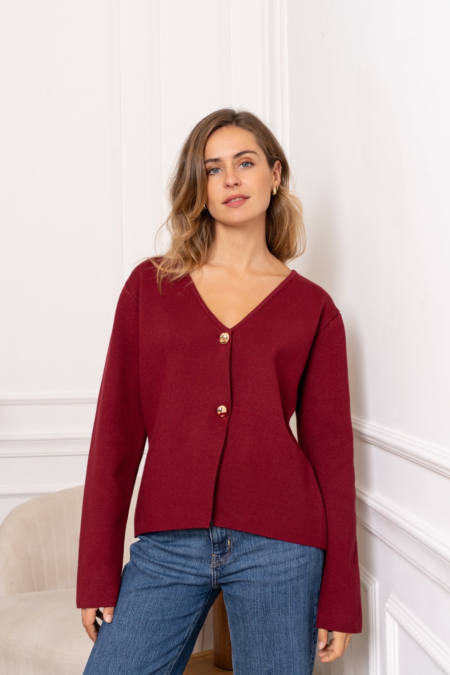 Maeve burgundy cardigan