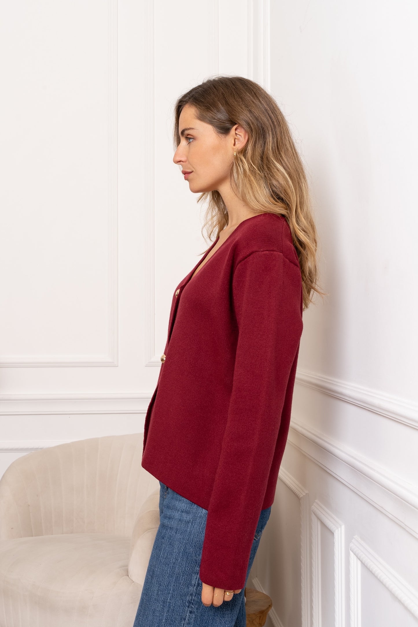 Maeve burgundy cardigan