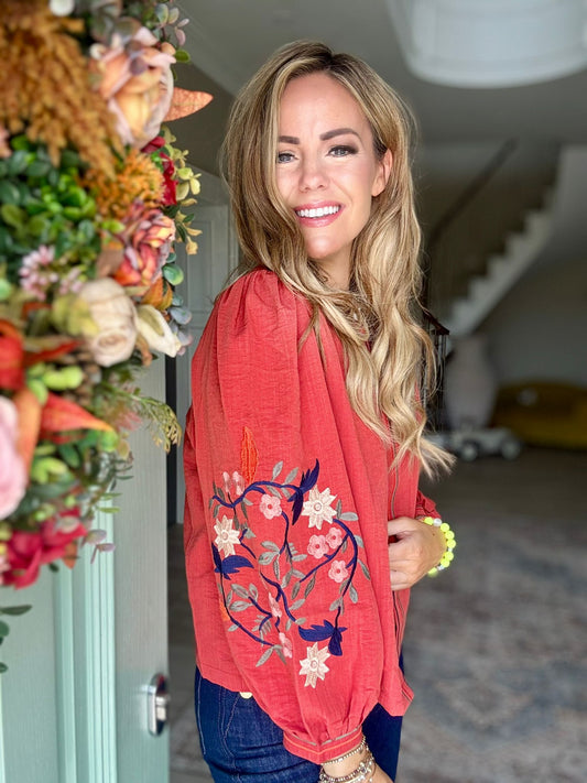 Preorder Cecilia rust floral boho jacket