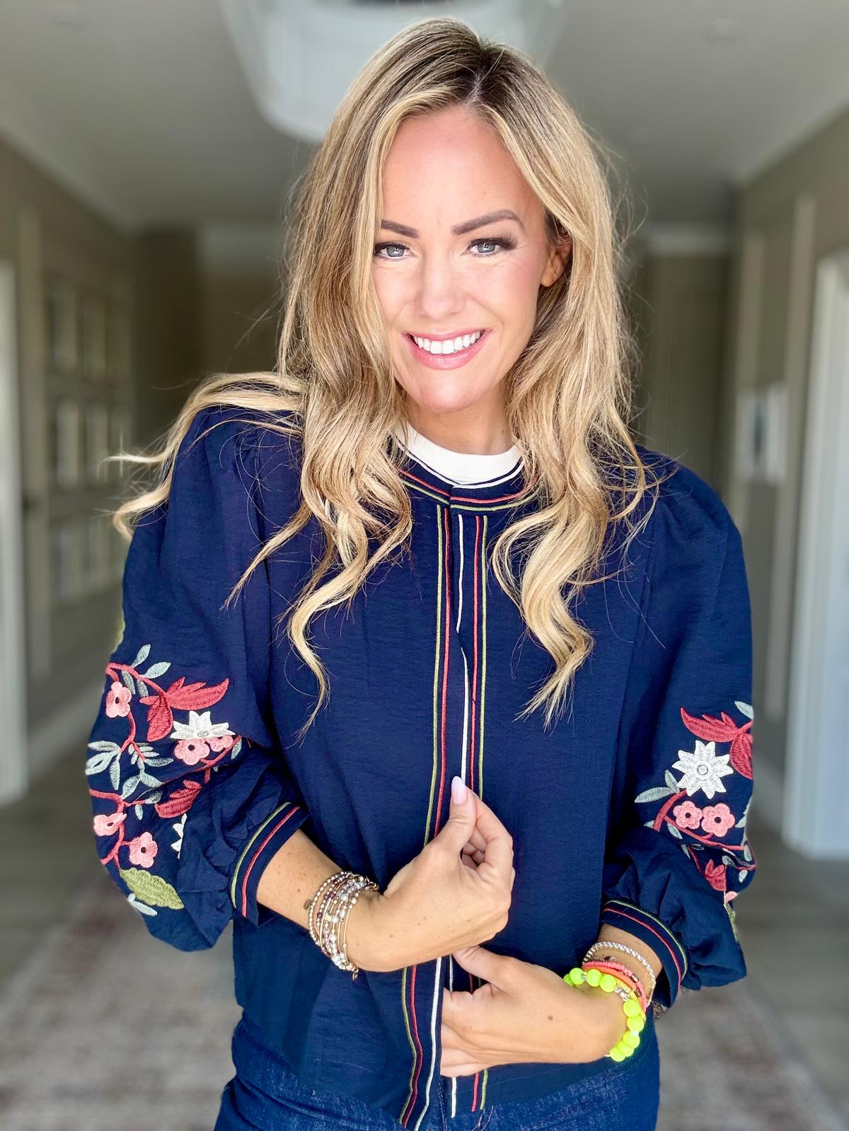 Preorder Cecilia navy floral boho jacket