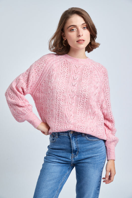 Poppy pink cut work jumper