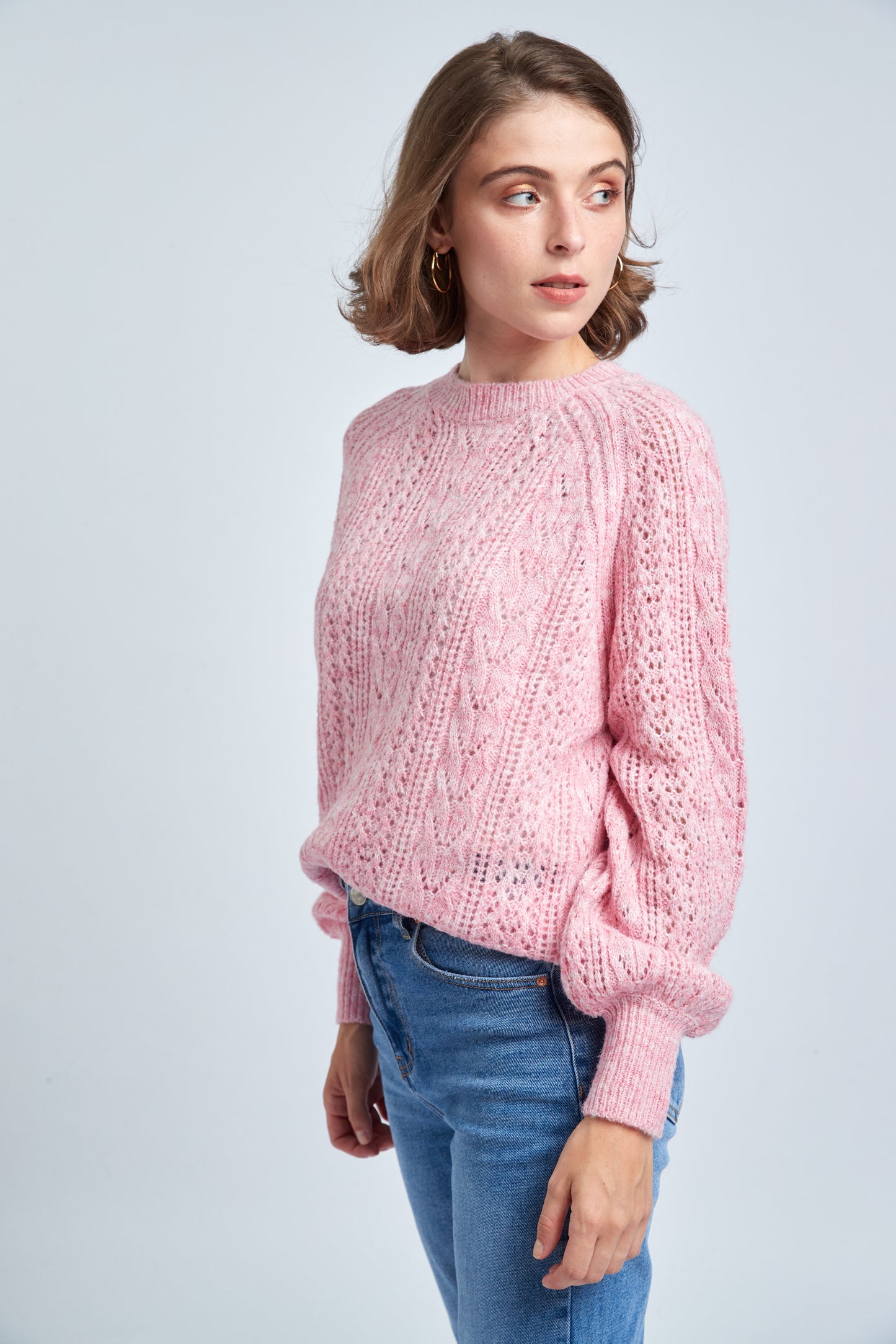 Poppy pink cut work jumper
