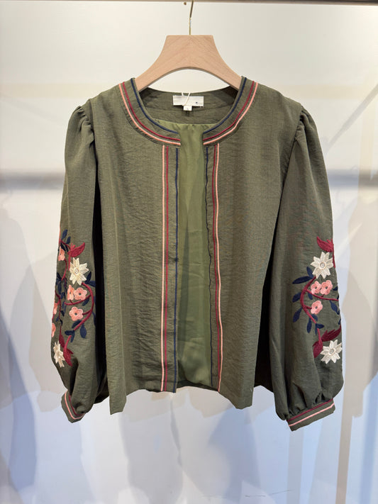 Preorder Cecilia khaki floral boho jacket