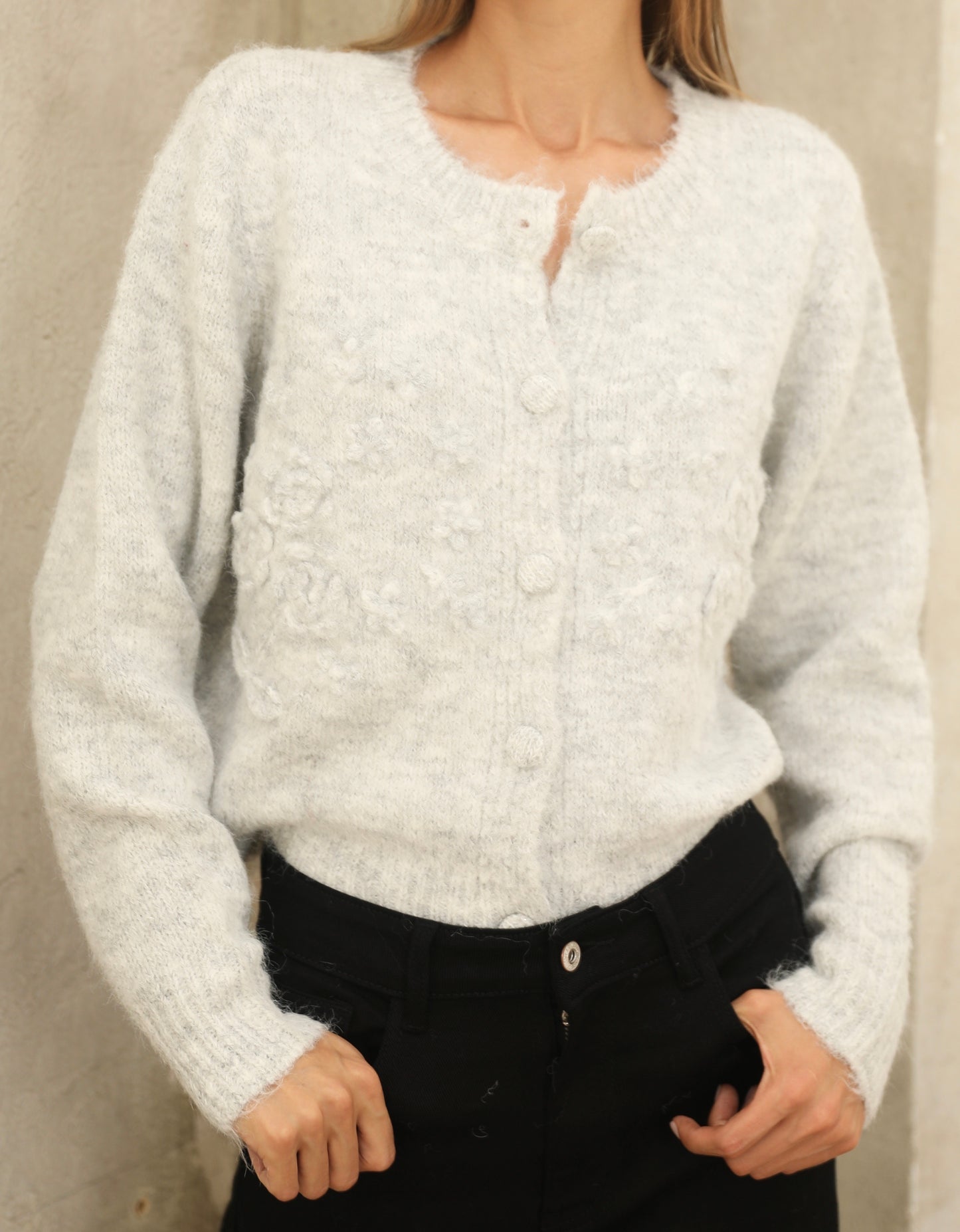 Laura mohair grey cropped cardigan