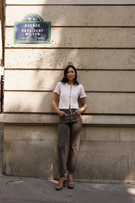 Sola straight leg high waist chocolate brown jeans