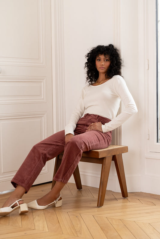 Sola straight leg high waist pink cord jeans