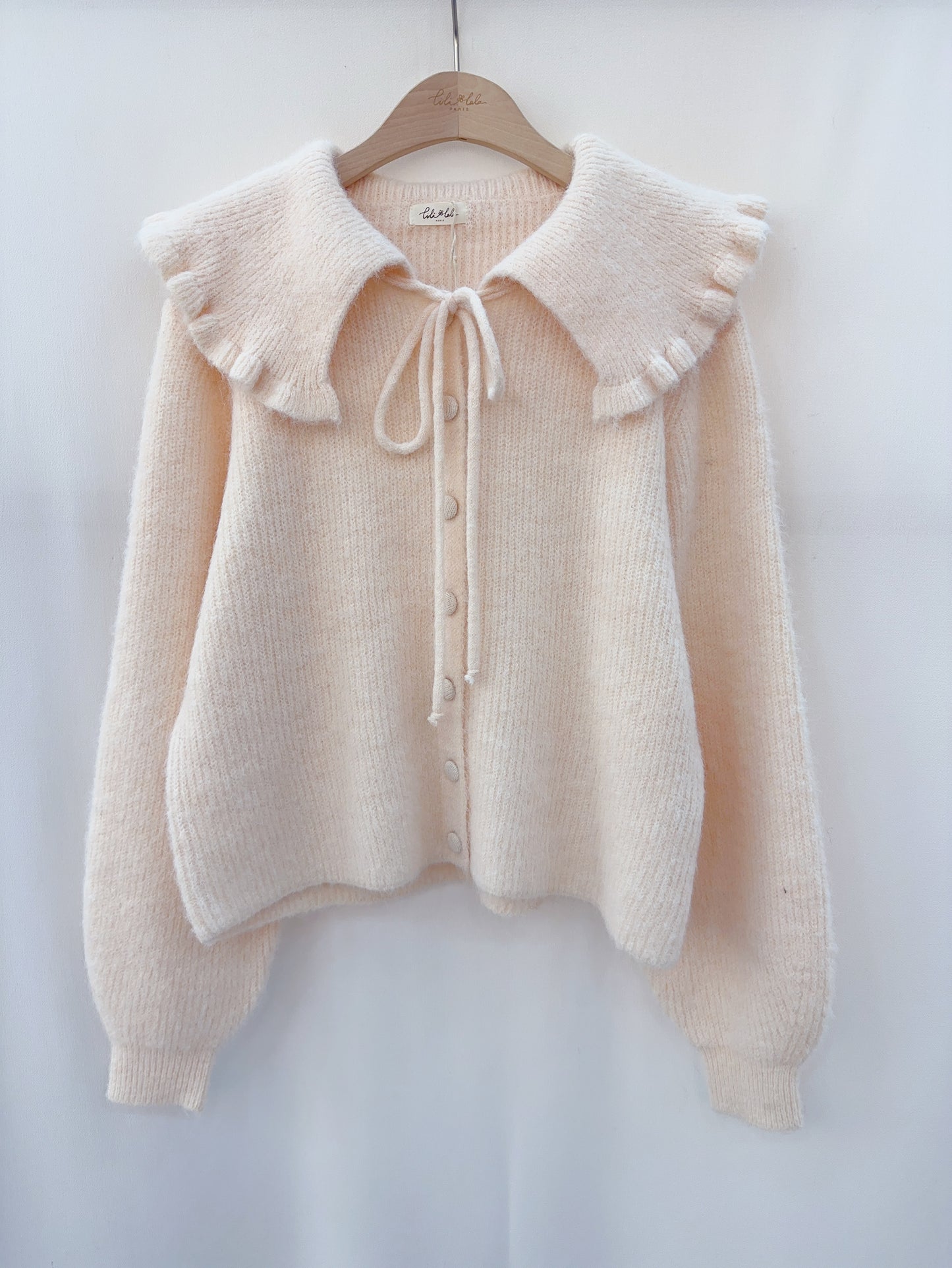 Lila beige Peter Pan collar cardigan