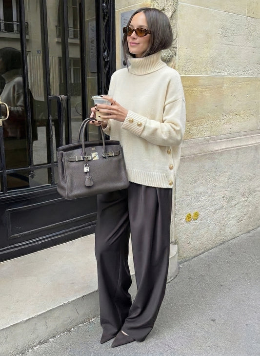 Grace ivory polo neck jumper