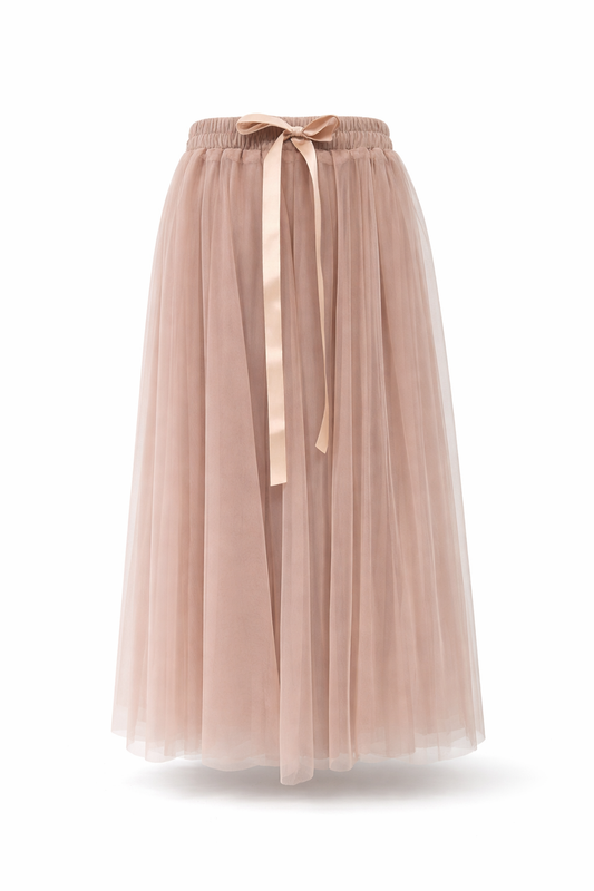 Leah light beige tulle skirt
