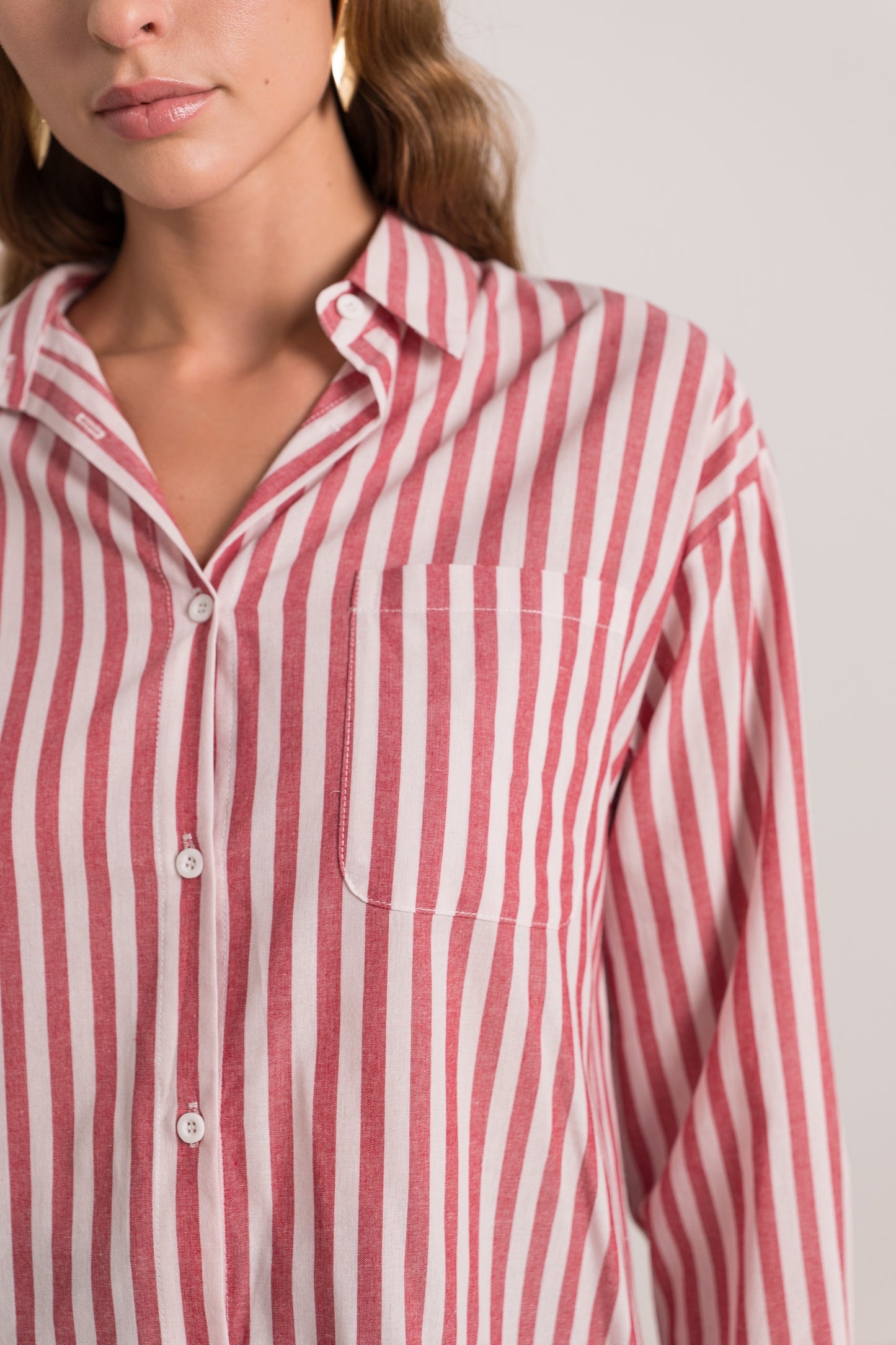 Audrey striped red beaded sun shirt
