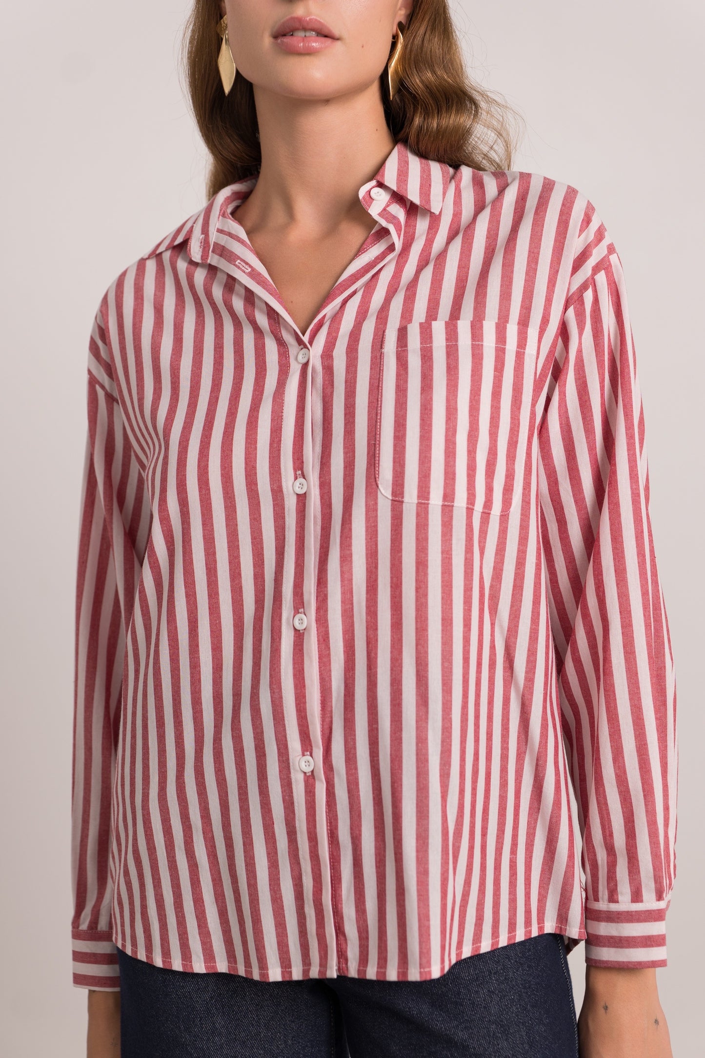 Audrey striped red beaded sun shirt