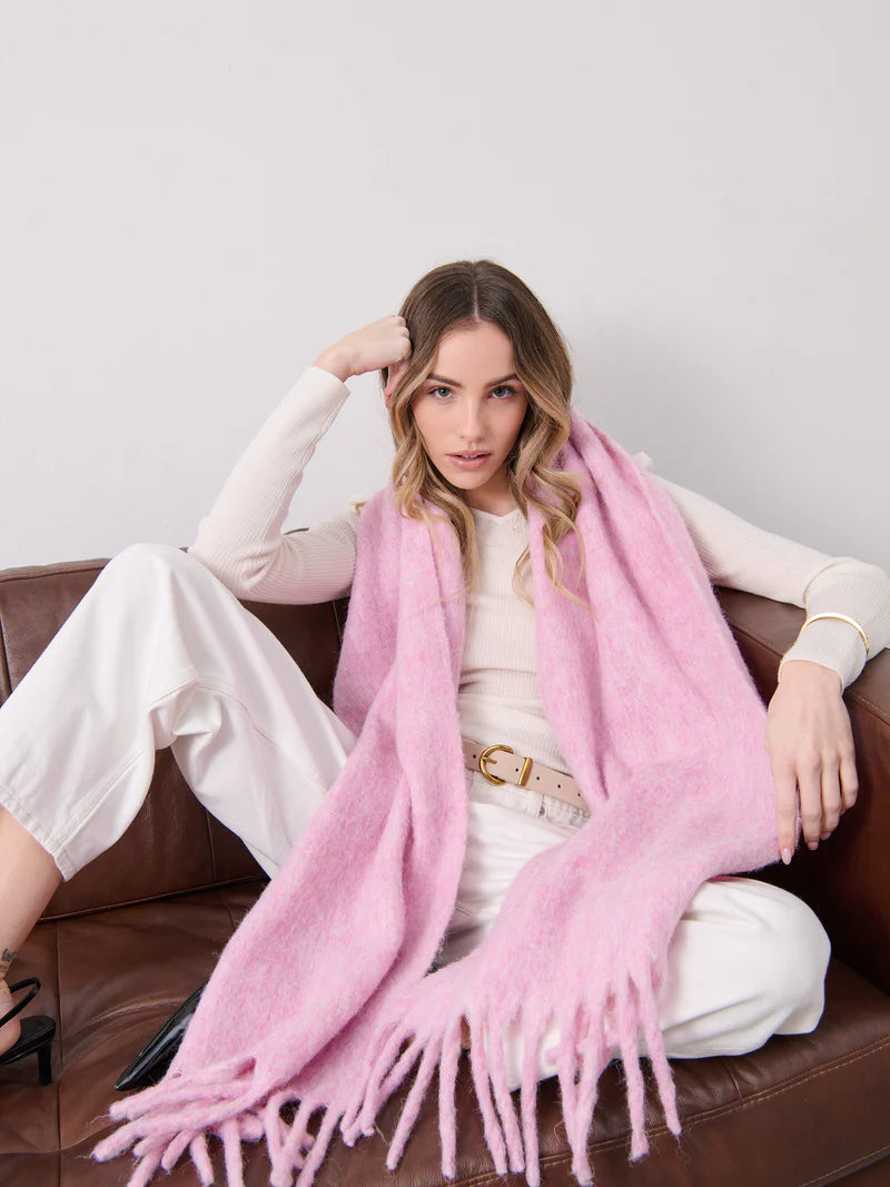 XL wool fluffy soft pink scarf