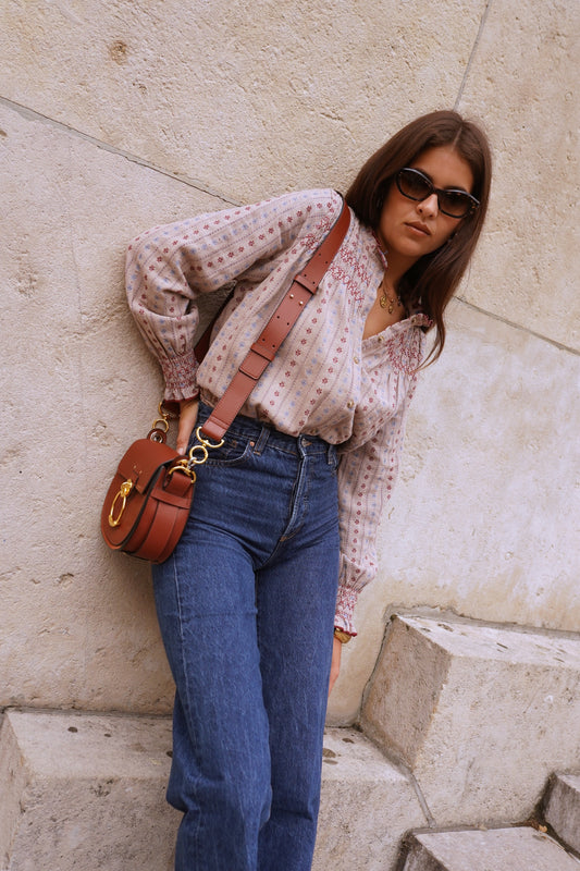 Elodie boho beige embroidered blouse