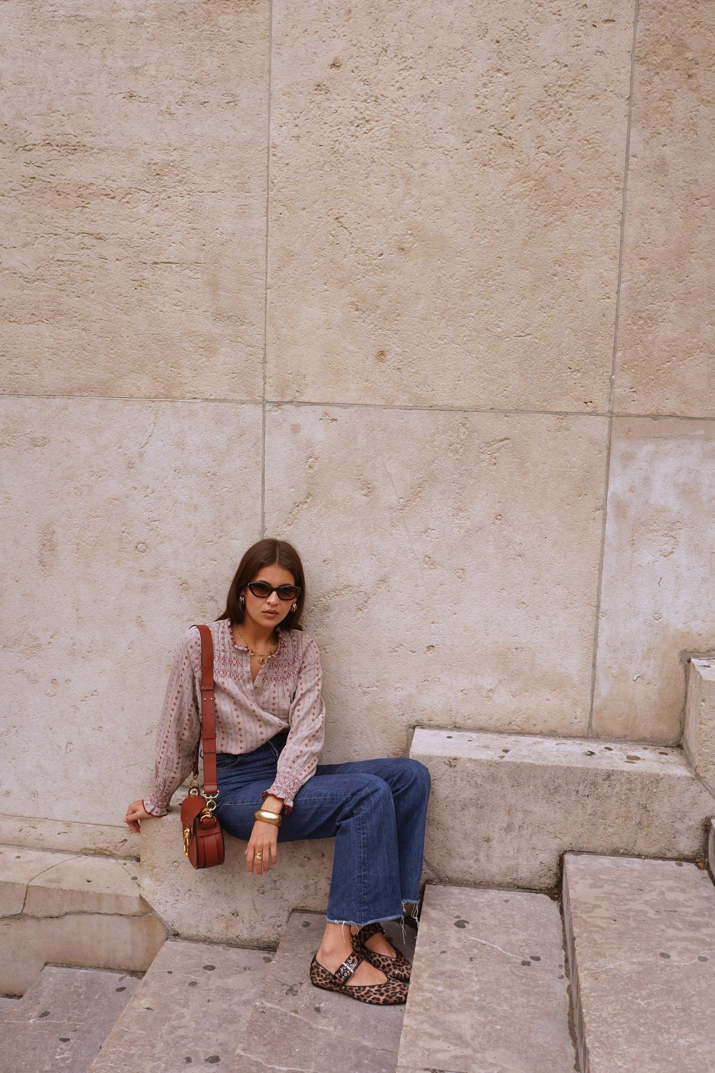 Elodie boho beige embroidered blouse